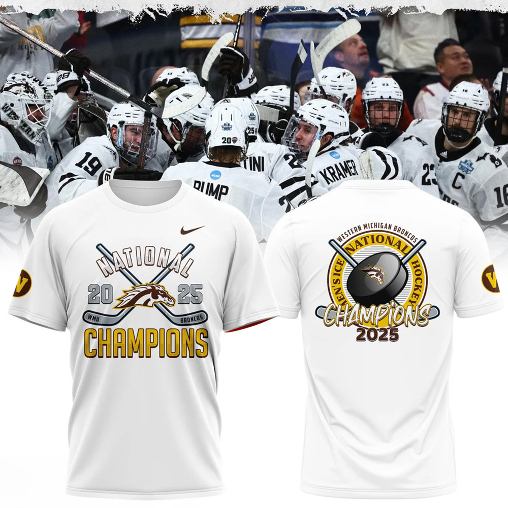 Western Michigan Broncos Men's Ice Hockey National Champions 2025 Shirt Gift Ideas For Him Oregontrailrvpk Shirt