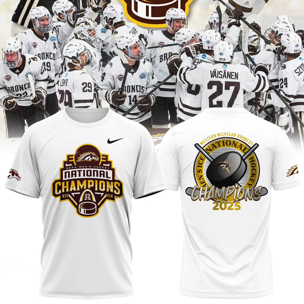 Western Michigan Broncos Men's Ice Hockey National Champions 2025 Shirt Gifts For NHL Fans Oregontrailrvpk Shirt