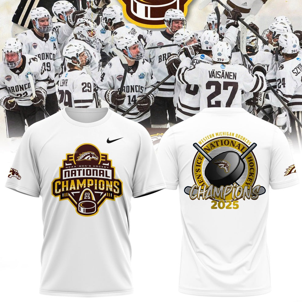Western Michigan Broncos National Champions 2025 T-Shirt Merch WMU Hockey Oregontrailrvpk Shirt
