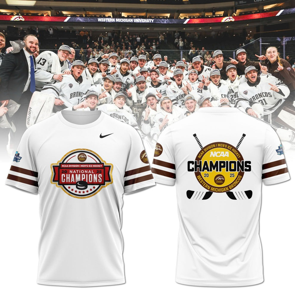Western Michigan Broncos National Champions 2025 T-Shirt WMU Hockey Gear Gifts For Dad Oregontrailrvpk Shirt