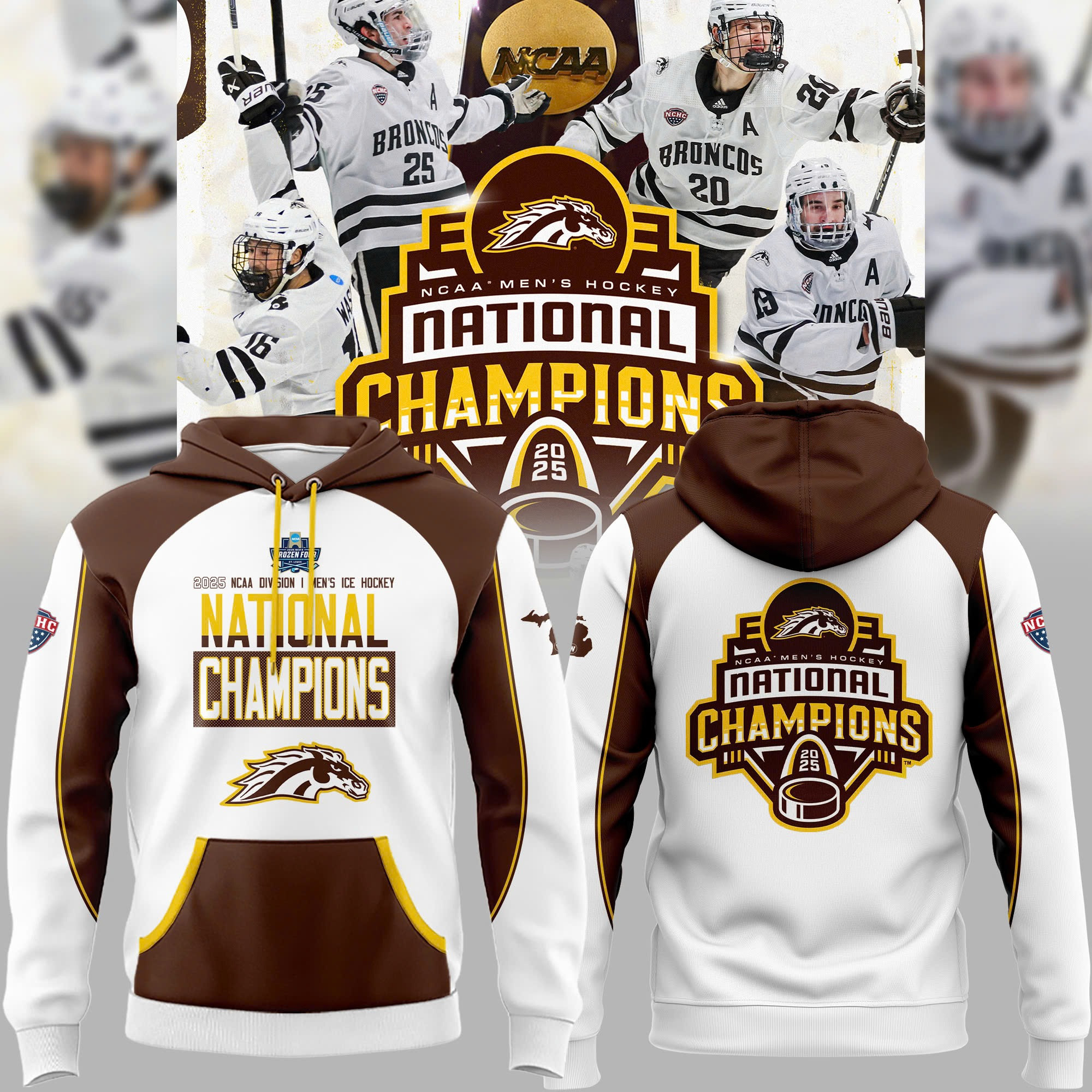 Western Michigan Broncos National Championship Gear Hoodie 2025 NCAA Hockey Leader Fan Club Gifts