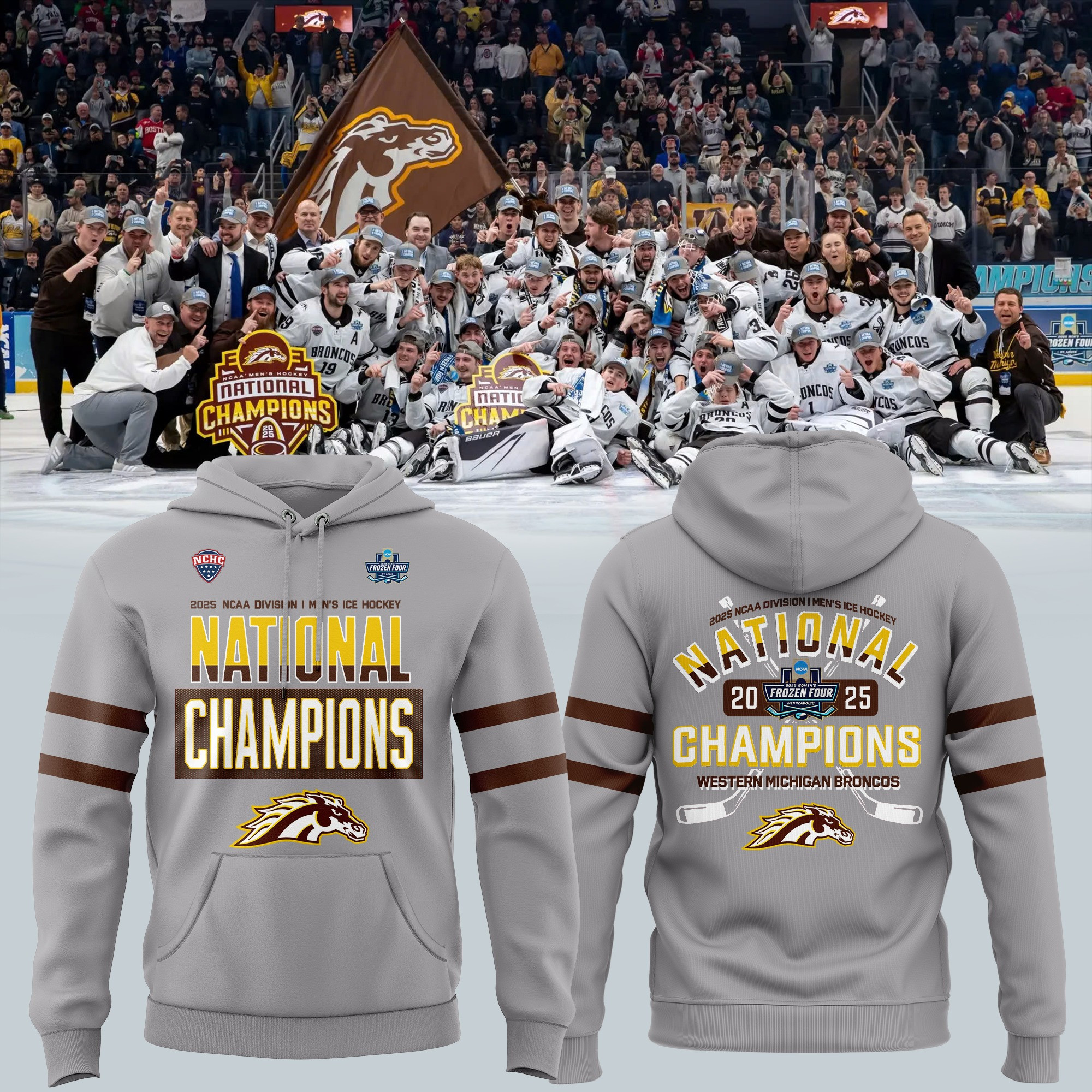 Western Michigan National Championship Gear Hoodie 2025 WMU Hockey Champions