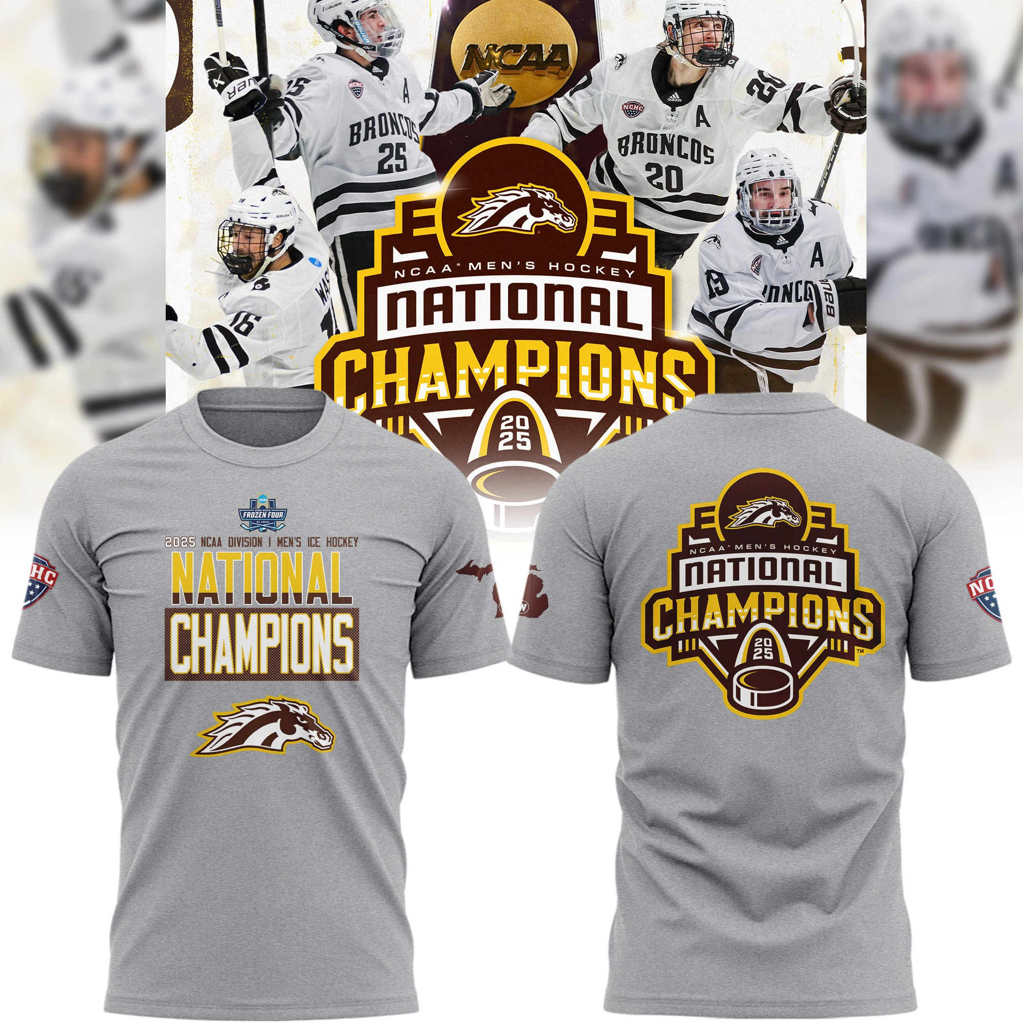 Western Michigan National Championship T-Shirt 2025 NCAA Broncos Hockey Father's Day Best Gifts Oregontrailrvpk Shirt
