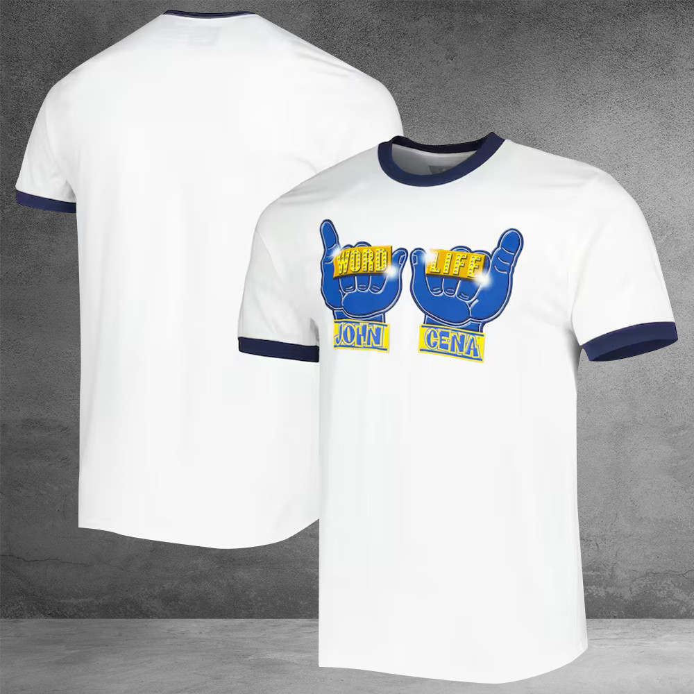 White John Cena Word Life Ringer T-Shirt WWE Men's John Cena Shirt Best Gifts Oregontrailrvpk Shirt
