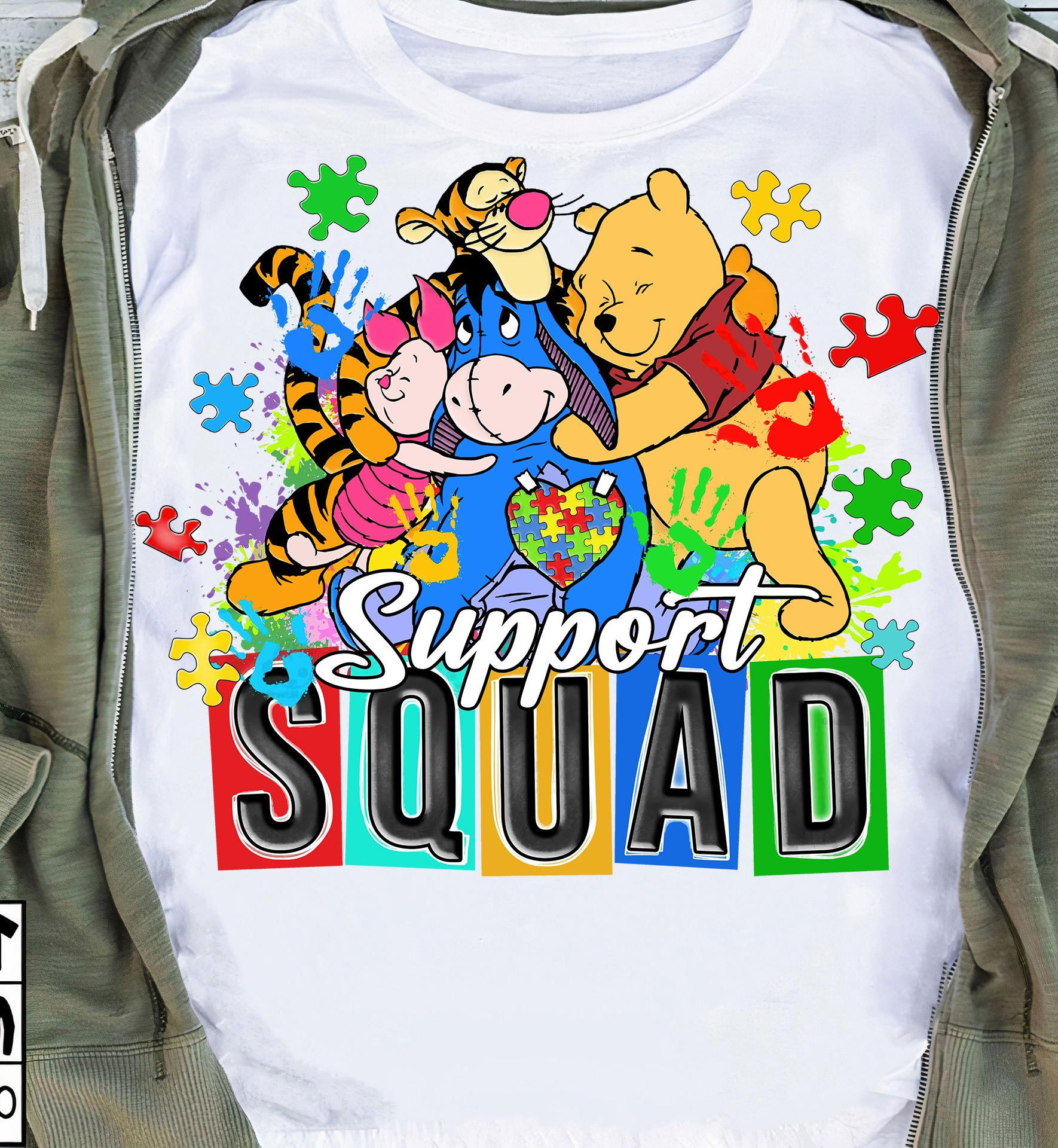 Winnie The Pooh Support Squad Autism Awareness T-Shirt Cute Autism Awareness Apparel Oregontrailrvpk Shirt
