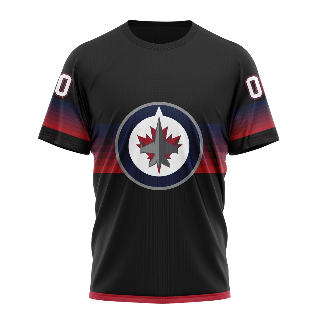 Winnipeg Jets Special Black And Gradient Design Personalized Name And Number T-Shirt Oregontrailrvpk Shirt