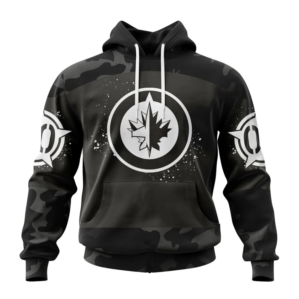 Winnipeg Jets Special Black Camo Design For Veterans Day All Over Print Hoodie Style 46582