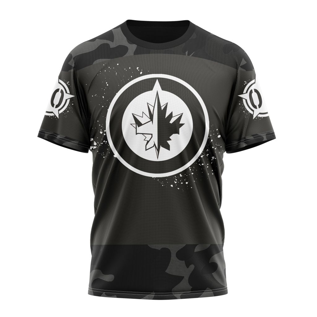Winnipeg Jets Special Black Camo Design For Veterans Day Personalized Name And Number T-Shirt Oregontrailrvpk Shirt