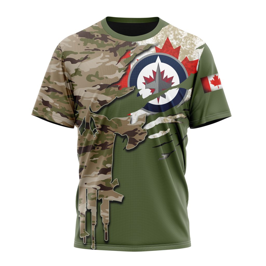 Winnipeg Jets Special Camo Skull Design Personalized Name And Number T-Shirt Oregontrailrvpk Shirt