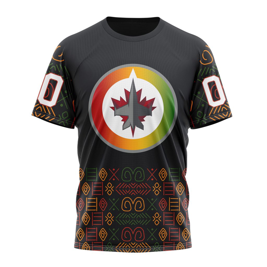 Winnipeg Jets Special Design For Black History Month 01 Personalized Name And Number T-Shirt Oregontrailrvpk Shirt