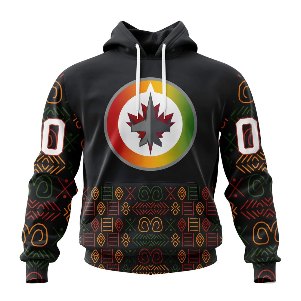 Winnipeg Jets Special Design For Black History Month All Over Print Hoodie Style 77202