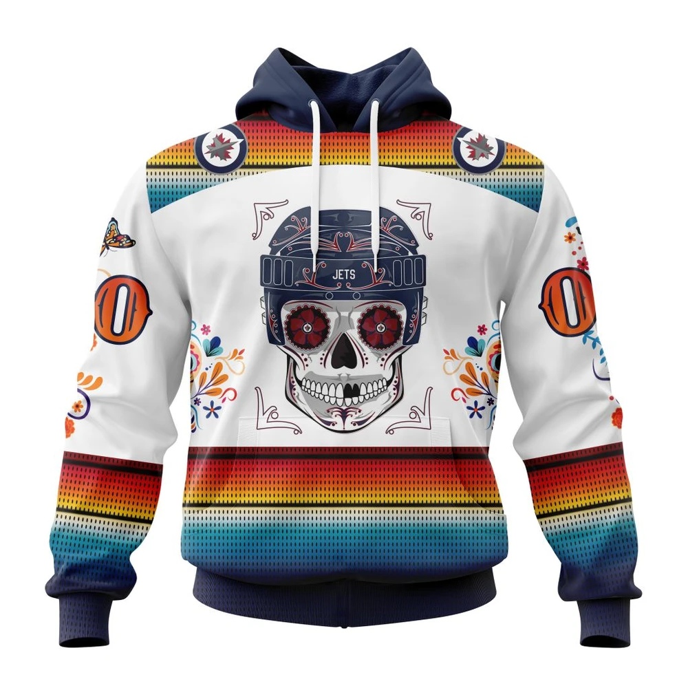 Winnipeg Jets Special Design For Dia De Los Muertos All Over Print Hoodie Style 22886