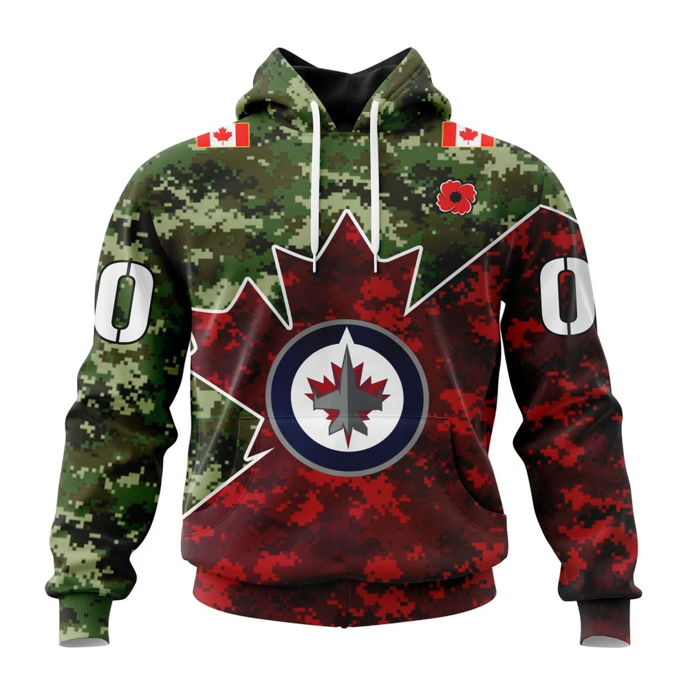 Winnipeg Jets Special Design For Remembrance Day All Over Print Hoodie Style 42773
