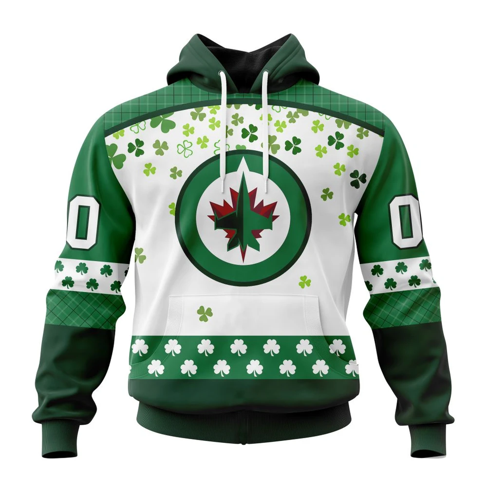 Winnipeg Jets Special Design For St. Patrick Day All Over Print Hoodie Style 23656