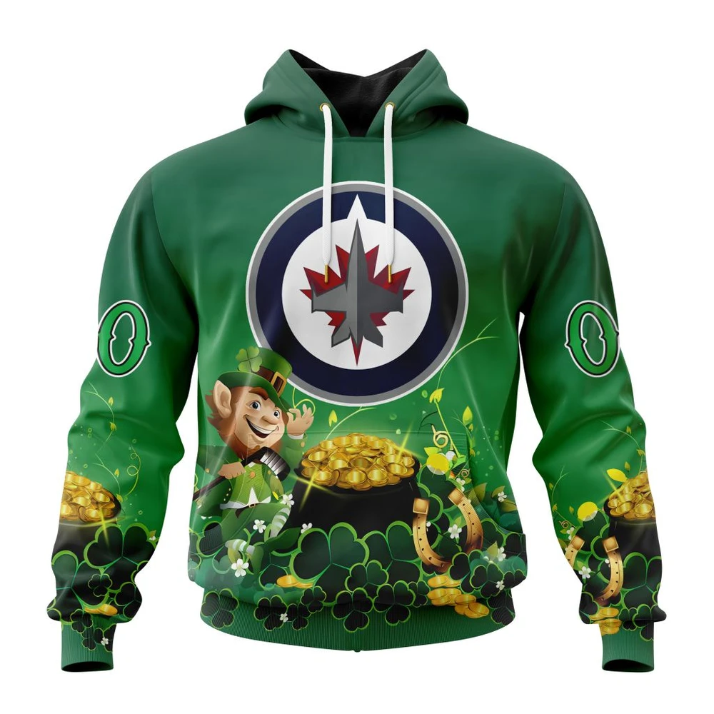 Winnipeg Jets Special Design For St. Patrick Day All Over Print Hoodie Style 54118