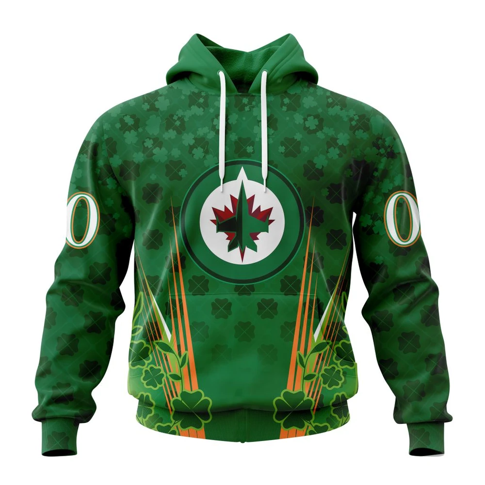 Winnipeg Jets Special Design For St. Patrick Day All Over Print Hoodie Style 97339