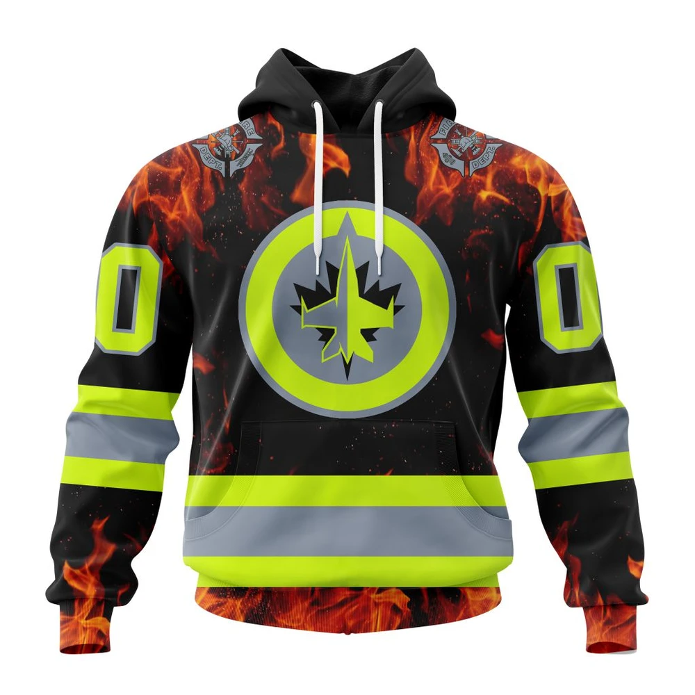 Winnipeg Jets Special Design Honoring Firefighters All Over Print Hoodie Style 94968