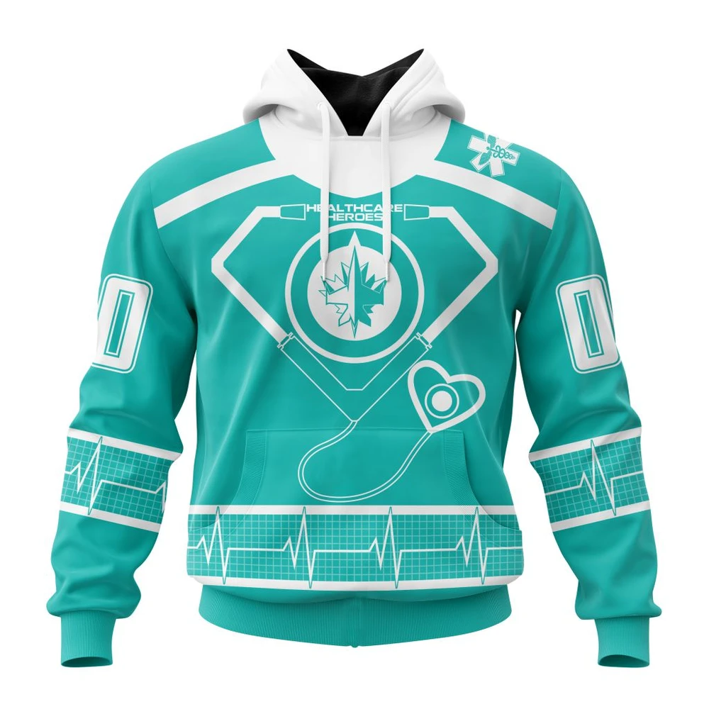 Winnipeg Jets Special Design Honoring Healthcare Heroes All Over Print Hoodie Style 25319