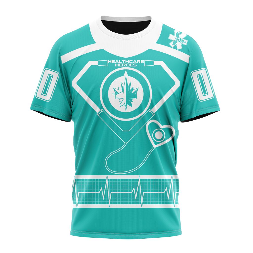 Winnipeg Jets Special Design Honoring Healthcare Heroes Personalized Name And Number T-Shirt Oregontrailrvpk Shirt