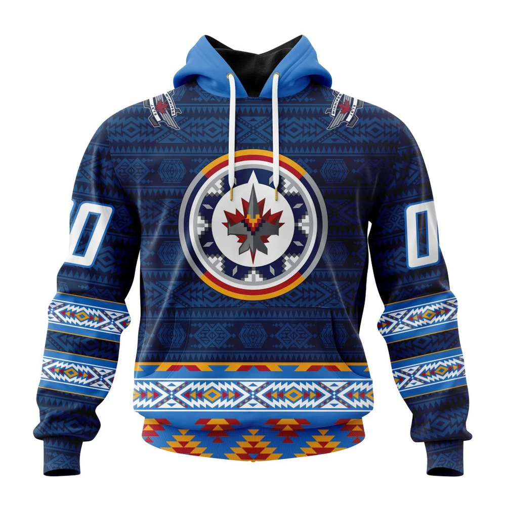 Winnipeg Jets Special Design With Native Pattern All Over Print Hoodie Style 52339