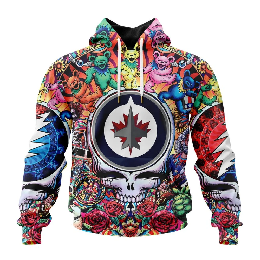 Winnipeg Jets Special Grateful Dead Design All Over Print Hoodie Style 72515