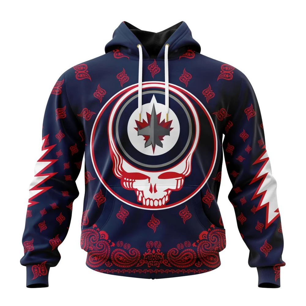 Winnipeg Jets Special Grateful Dead Design All Over Print Hoodie Style 76616