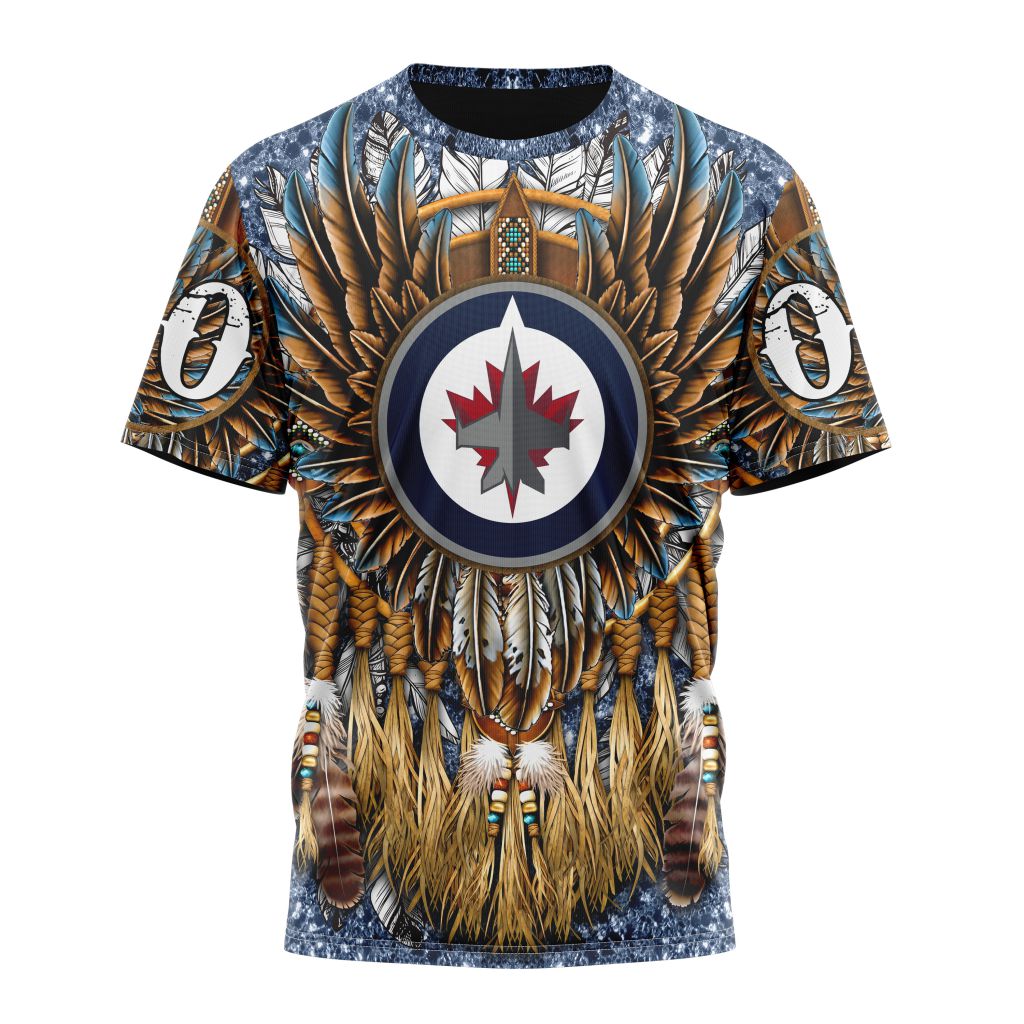 Winnipeg Jets Special Native Costume Design Personalized Name And Number T-Shirt Oregontrailrvpk Shirt