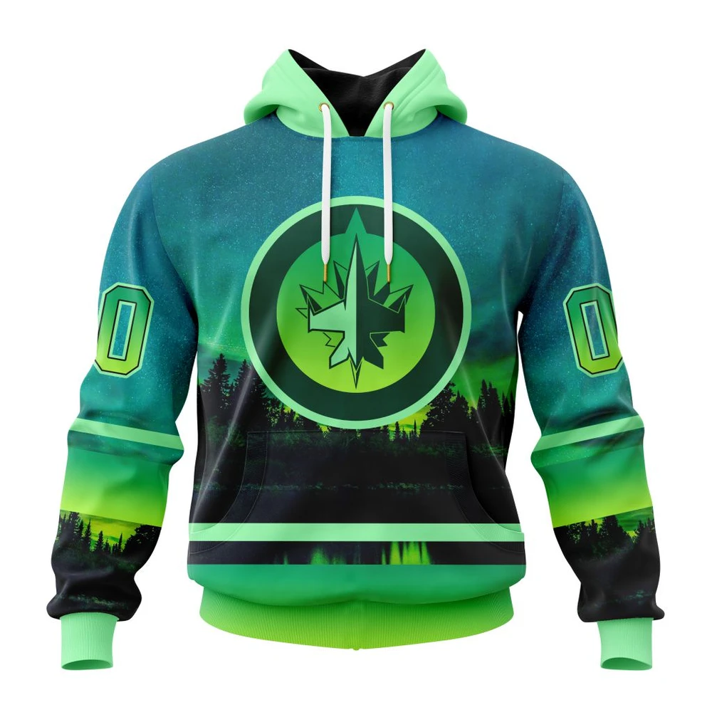 Winnipeg Jets Special Northern Lights Design All Over Print Hoodie Style 91599