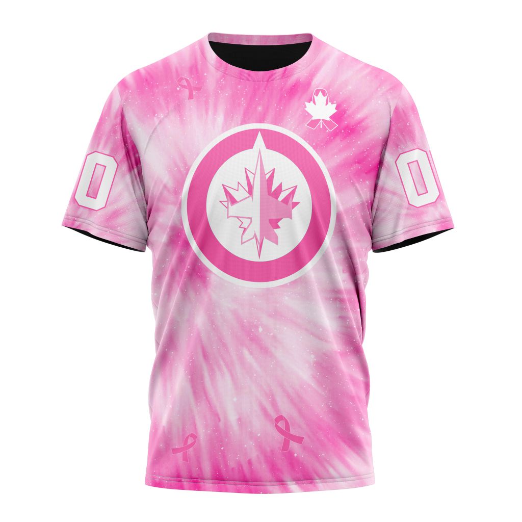 Winnipeg Jets Special Pink Tie-Dye Personalized Name And Number T-Shirt Oregontrailrvpk Shirt