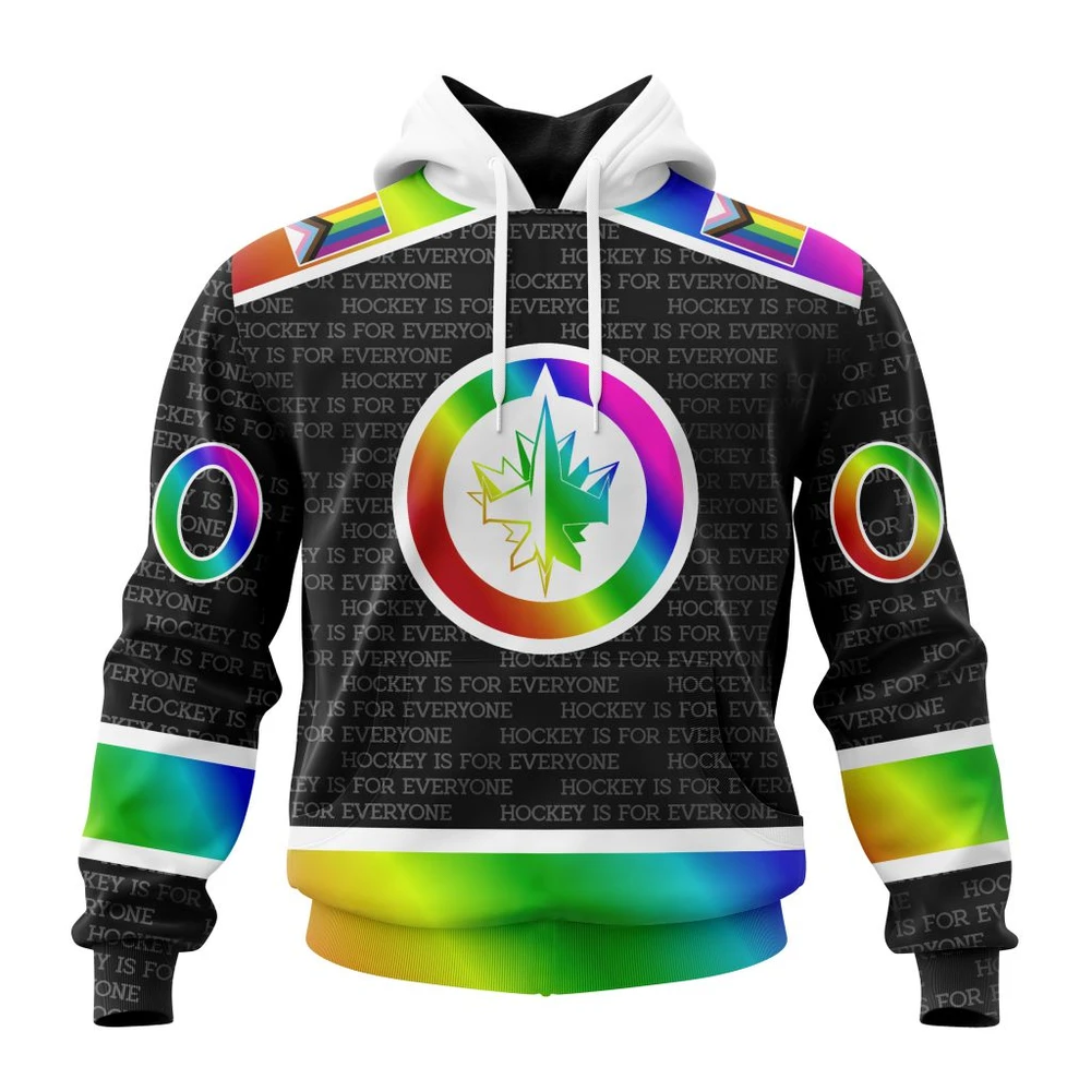Winnipeg Jets Special Pride Design Hockey Is For Everyone All Over Print Hoodie Style 64373