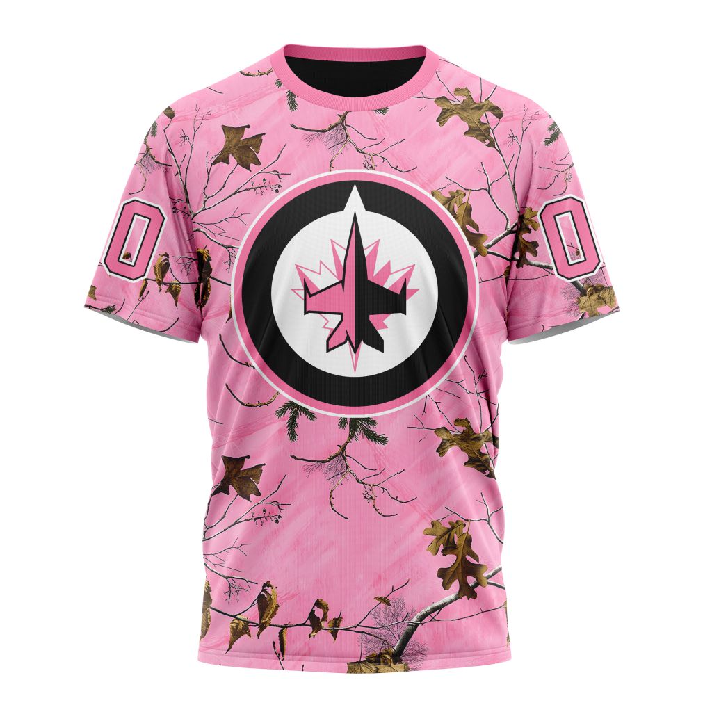 Winnipeg Jets Special Realtree Pink Camouflage Design 01 Personalized Name And Number T-Shirt Oregontrailrvpk Shirt