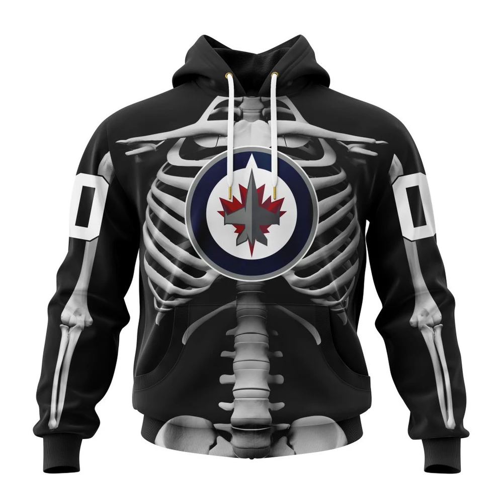 Winnipeg Jets Special Skeleton Costume For Halloween All Over Print Hoodie Style 81410