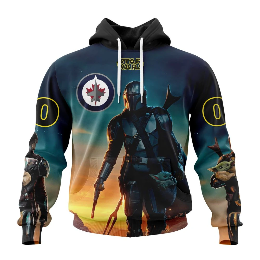 Winnipeg Jets Special Star Wars The Mandalorian Design All Over Print Hoodie Style 72856