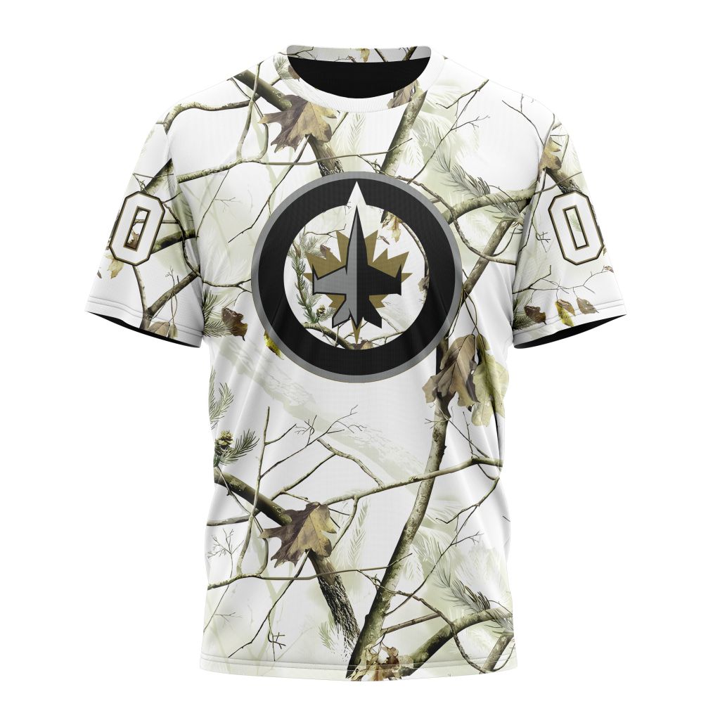 Winnipeg Jets Special White Winter Hunting Camo Design Personalized Name And Number T-Shirt Oregontrailrvpk Shirt