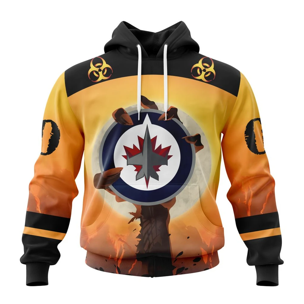 Winnipeg Jets Special Zombie Design For Halloween All Over Print Hoodie Style 95749