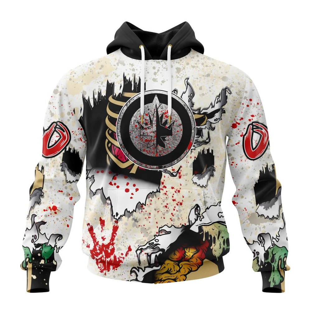 Winnipeg Jets Special Zombie For Halloween All Over Print Hoodie Style 55134