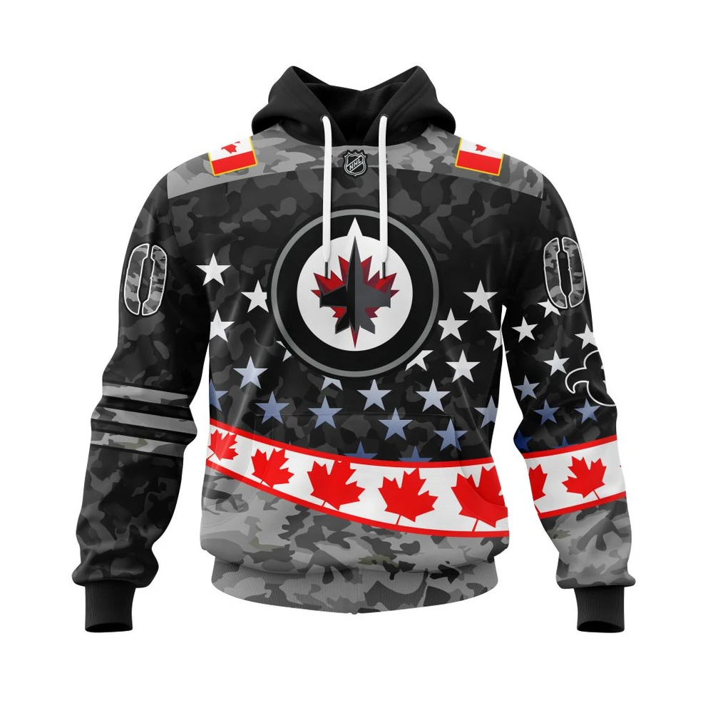 Winnipeg Jets Specialized Color And Our Beloved Canadien Flag Color All Over Print Hoodie Style 49361
