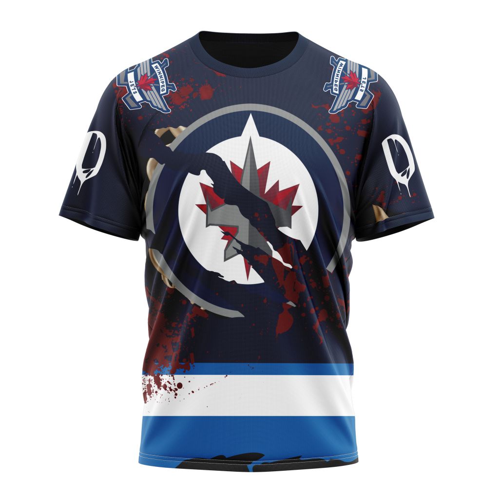 Winnipeg Jets Specialized Design Jersey With Your Ribs For Halloween Personalized Name And Number T-Shirt Oregontrailrvpk Shirt