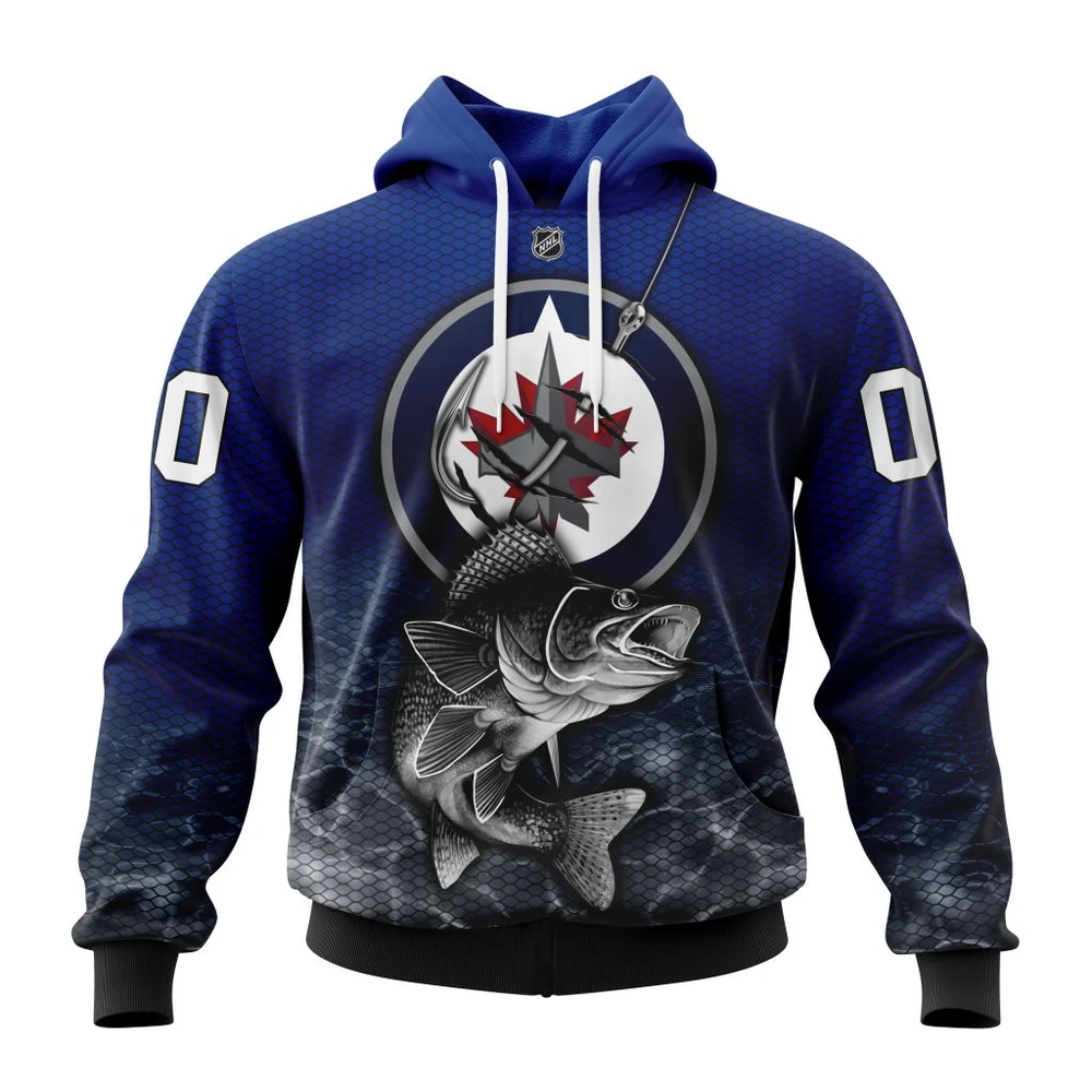 Winnipeg Jets Specialized Fishing All Over Print Hoodie Style 49710