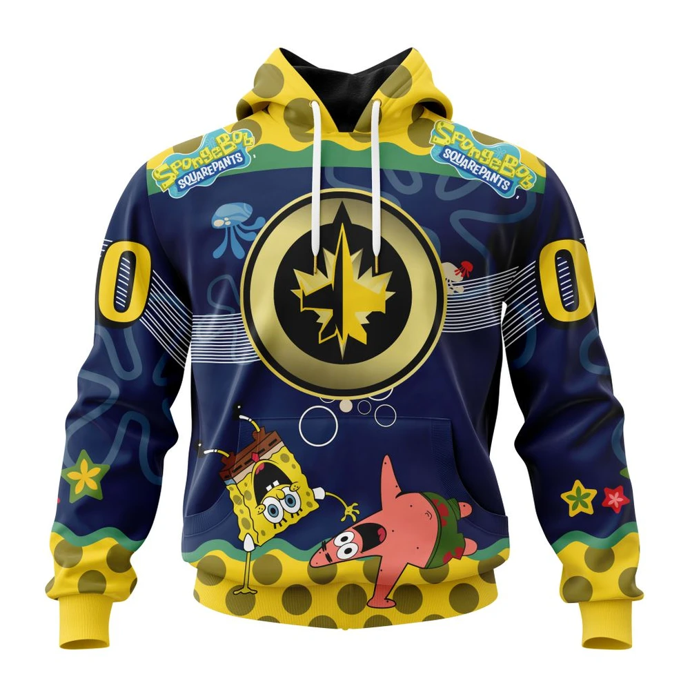 Winnipeg Jets Specialized Jersey With Spongebob All Over Print Hoodie Style 56672