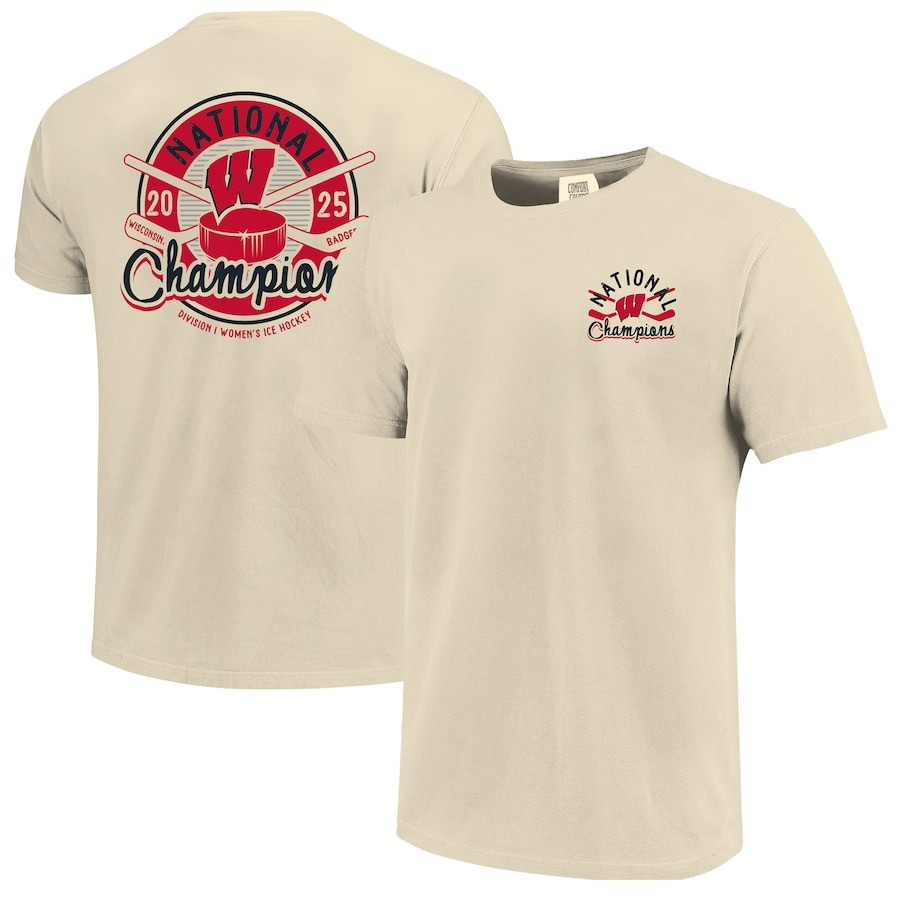 Wisconsin Badgers 2025 NCAA Frozen Four Women's Ice Hockey Tournament Champions Comfort Colors T-Shirt Lovers Oregontrailrvpk Shirt