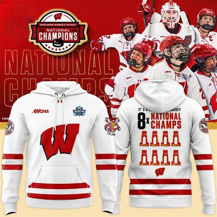 Wisconsin Badgers Women's Hockey National Champions Hoodie White NHL