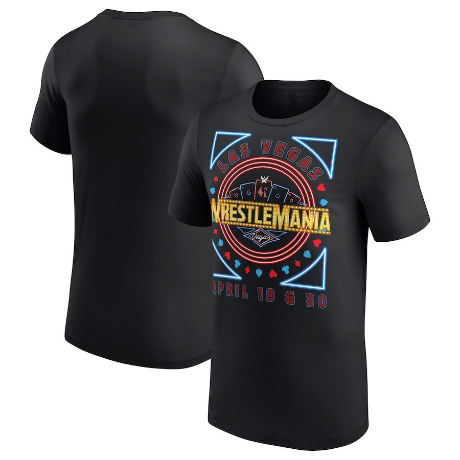 WrestleMania WWE 2025 Shirt Men's Black WrestleMania 41 Logo Box T-Shirt Oregontrailrvpk Shirt