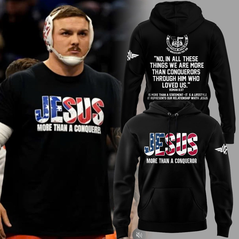 Wyatt Hendrickson Jesus Hoodie More Than A Conqueror Cowboy Wrestling