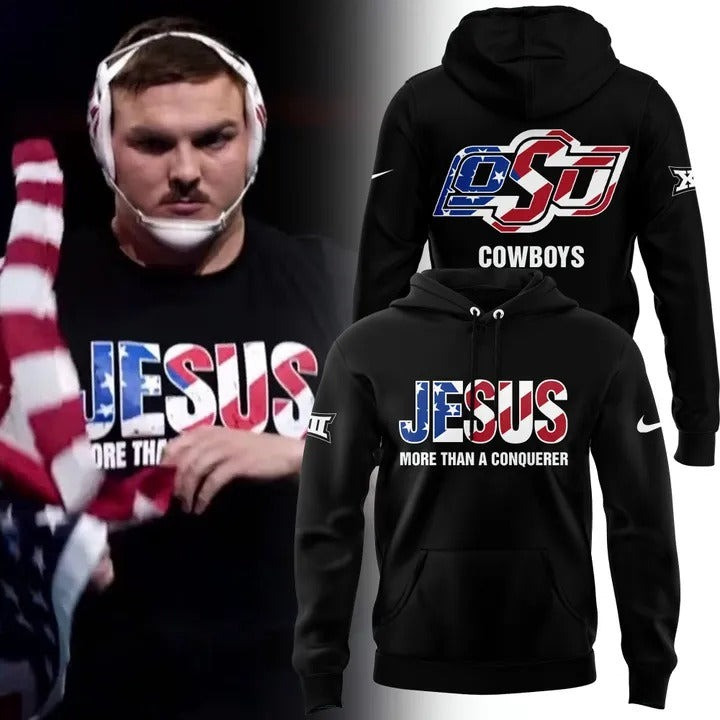 Wyatt Hendrickson Jesus Hoodie More Than A Conqueror OSU Cowboy Wrestling