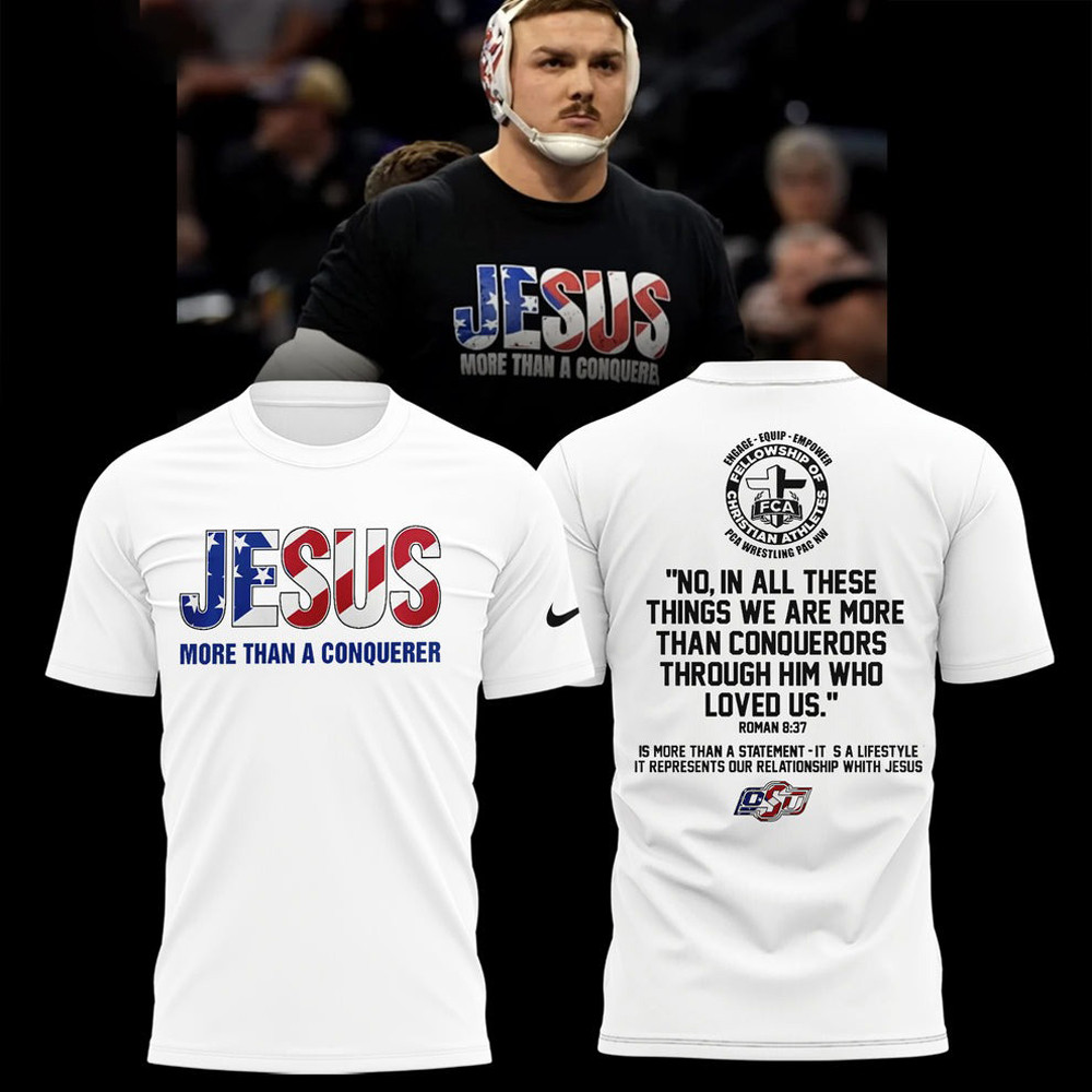 Wyatt Hendrickson Jesus Shirt More Than A Conquerer Cowboy Wrestling OSU Tee Shirts Oregontrailrvpk Shirt