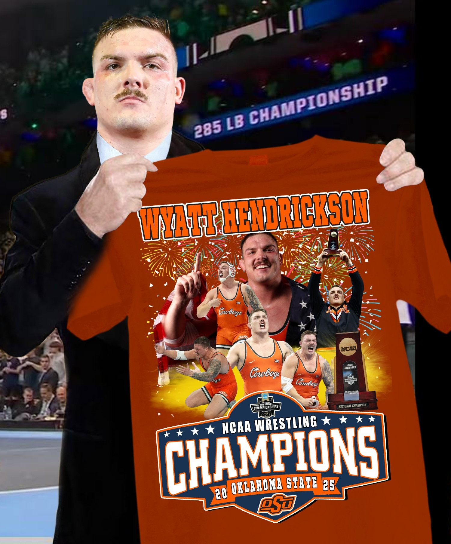 Wyatt Hendrickson NCAA Wrestling Champions 2025 T-Shirt Oklahoma State Fan Merch Oregontrailrvpk Shirt