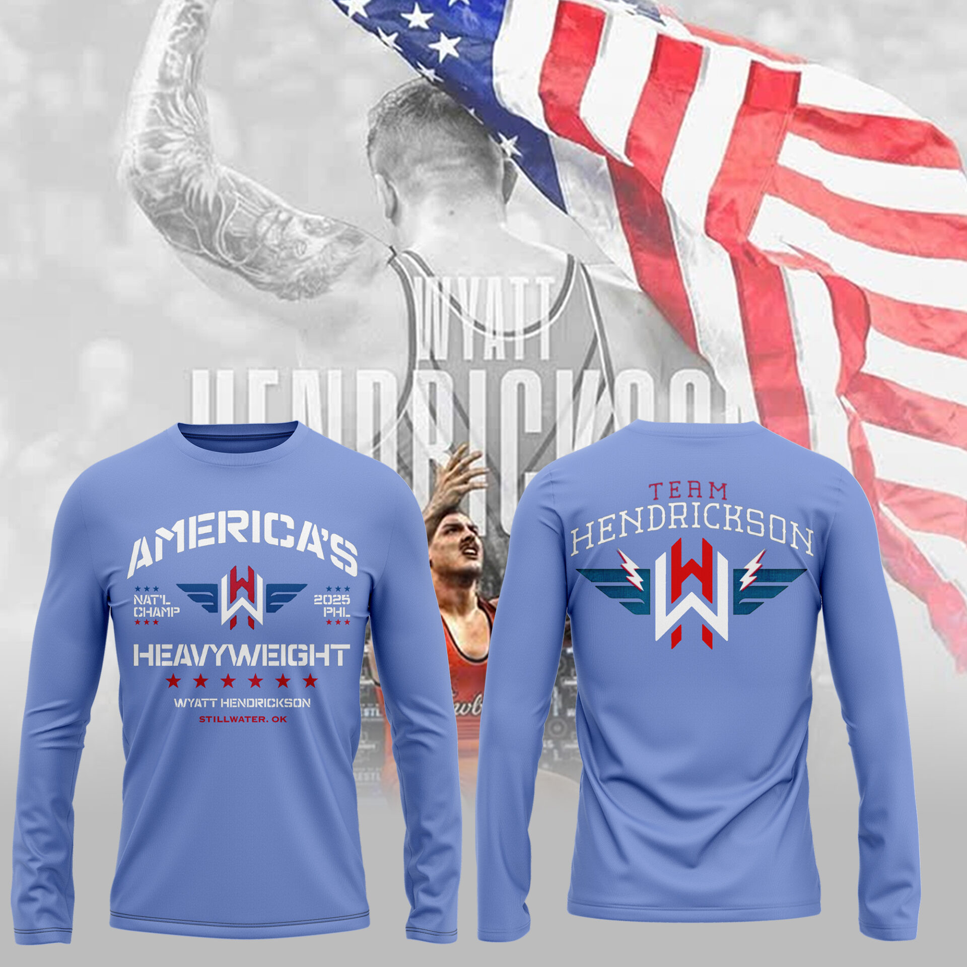 Wyatt Hendrickson New Long Sleeve T-Shirt For Wrestling Player Oregontrailrvpk Shirt