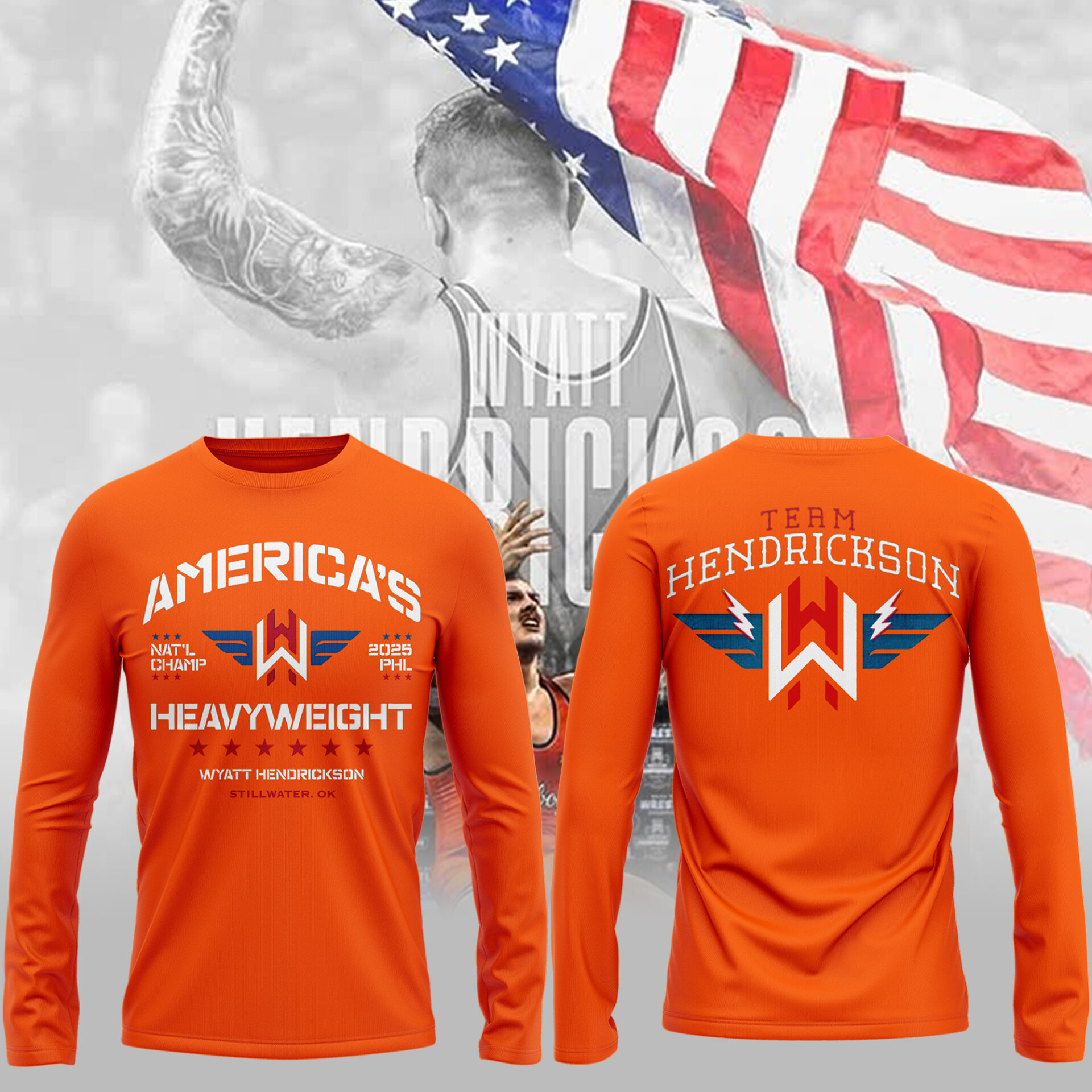 Wyatt Hendrickson New Long Sleeve T-Shirtenior Wrestling Player Gifts Oregontrailrvpk Shirt