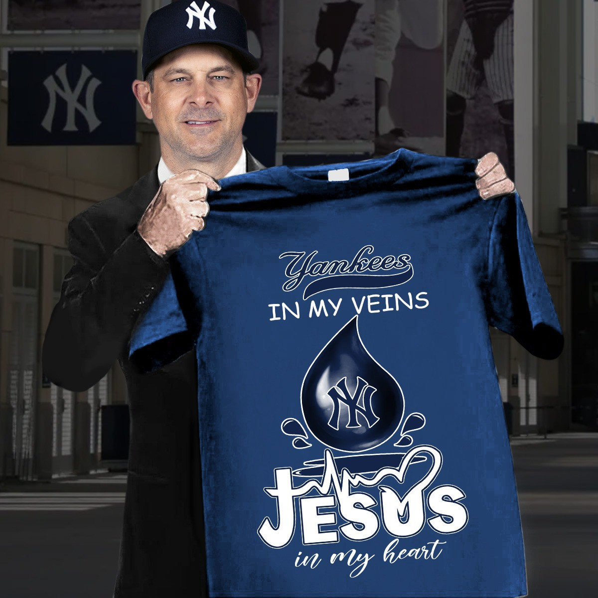 Yankees In My Veins Jesus In My Heart T-Shirt Him Her Oregontrailrvpk Shirt